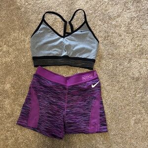 Nike Gray and Purple Workout Set